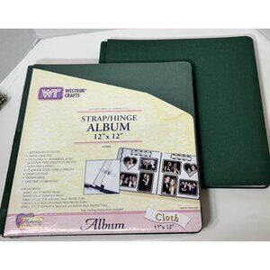 TWO NEW Westrim Crafts 12" X 12" Green Cloth Memory Album Scrapbooks Strap-Hinge